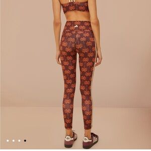 Adidas & farm Rio Brown Leggings with Monogram Pattern
